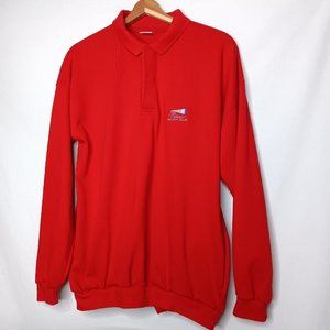 Crazy Shirt Hawaii Maui Beach Club Men Large Shirt Long Sleeve Red Collared Polo